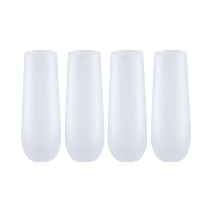 Craft Express 4 Pack 10oz Frosted Stemless Champagne Flute Glasses – Sublimation-Ready