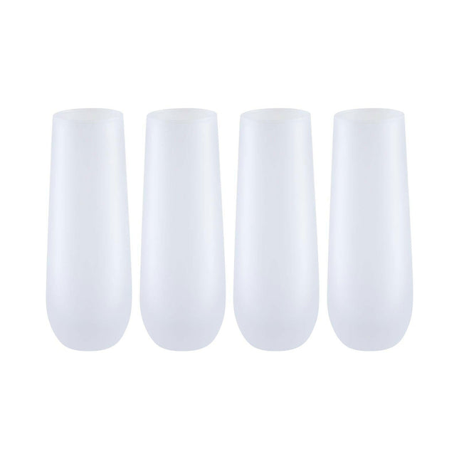 Craft Express 4 Pack 10oz Frosted Stemless Champagne Flute Glasses – Sublimation-Ready