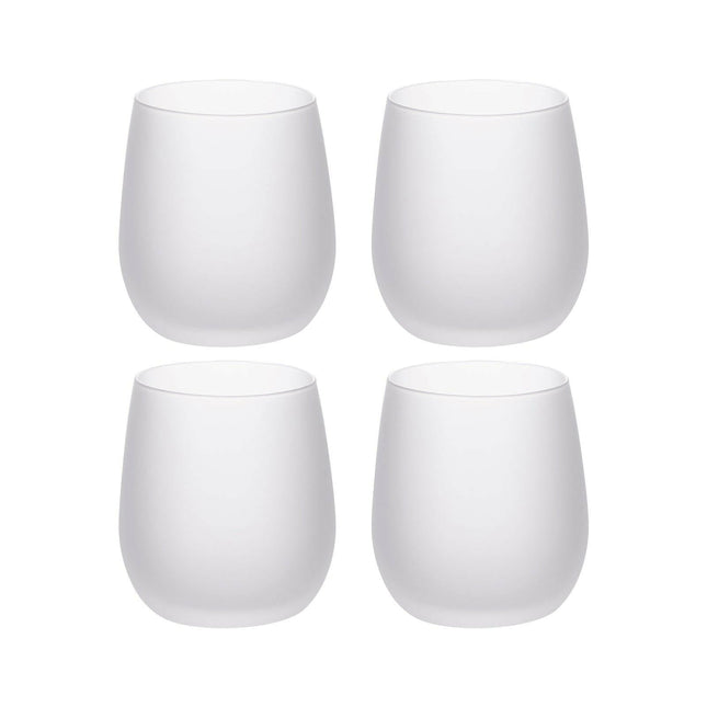 Craft Express 4 Pack 10oz Frosted Stemless Glasses – Sublimation-Ready Drinkware