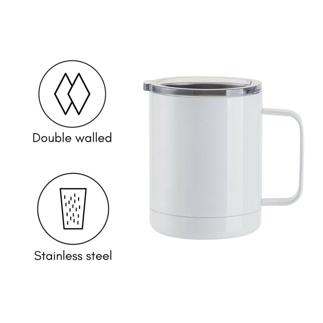 Craft Express 4 Pack 10oz Stainless Steel Coffee Cups – White Sublimation-Ready Mugs