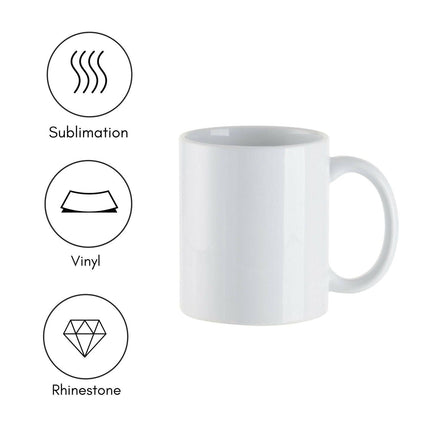 Craft Express 6 Pack 11oz Ceramic Sublimation Mugs – White Glossy Blanks