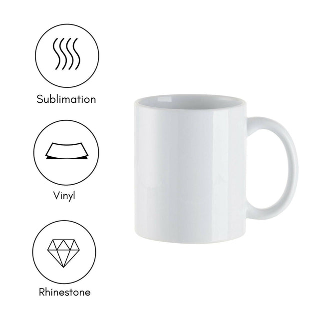 Craft Express 6 Pack 11oz Ceramic Sublimation Mugs – White Glossy Blanks