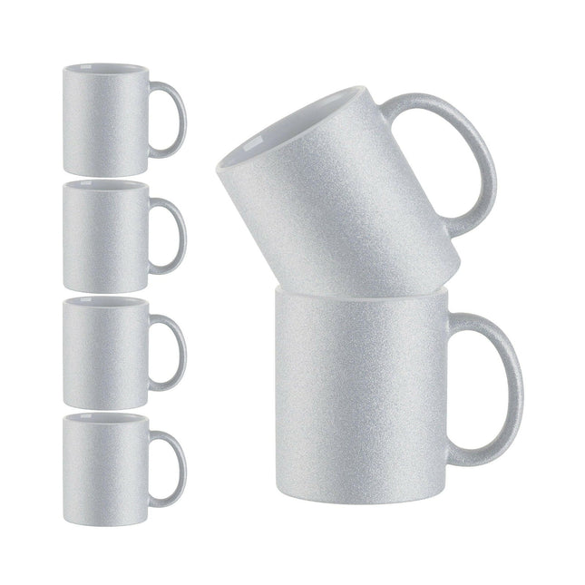 Craft Express 6 Pack 11oz Glitter Ceramic Sublimation Mugs – Sublimation-Ready Drinkware