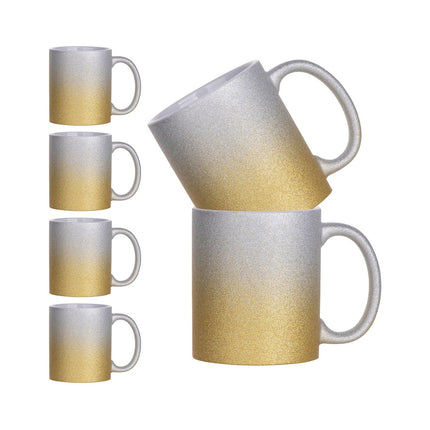 Craft Express 6 Pack 11oz Glitter Ceramic Sublimation Mugs – Sublimation-Ready Drinkware
