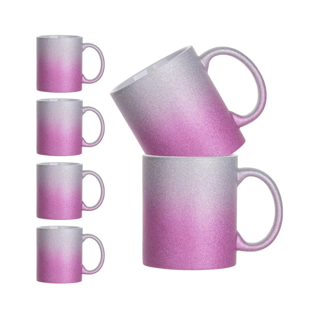 Craft Express 6 Pack 11oz Glitter Ceramic Sublimation Mugs – Sublimation-Ready Drinkware