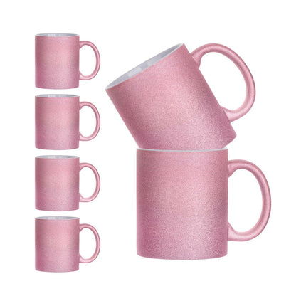 Craft Express 6 Pack 11oz Glitter Ceramic Sublimation Mugs – Sublimation-Ready Drinkware