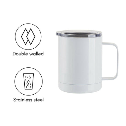 Craft Express 4 Pack 10oz Stainless Steel Coffee Cups – White Sublimation-Ready Insulated Mugs
