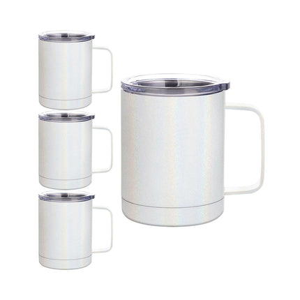 Craft Express 4 Pack 10oz Stainless Steel Coffee Cups – White Sublimation-Ready Insulated Mugs