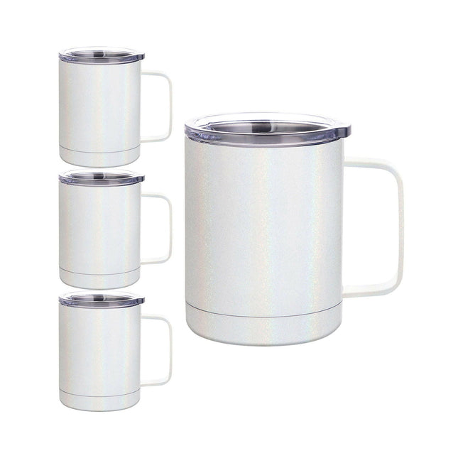 Craft Express 4 Pack 10oz Stainless Steel Coffee Cups – White Sublimation-Ready Insulated Mugs