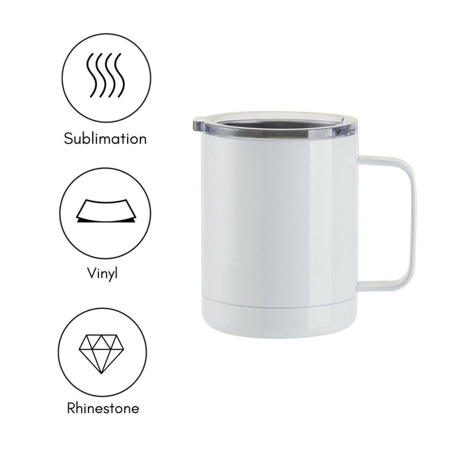 Craft Express 4 Pack 10oz Stainless Steel Coffee Cups – White Sublimation-Ready Insulated Mugs
