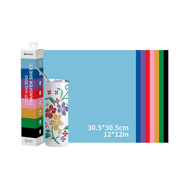 Craft Express 8 Pack 12" x 12" Solid Color Assorted Sublimation Transfer Sheets