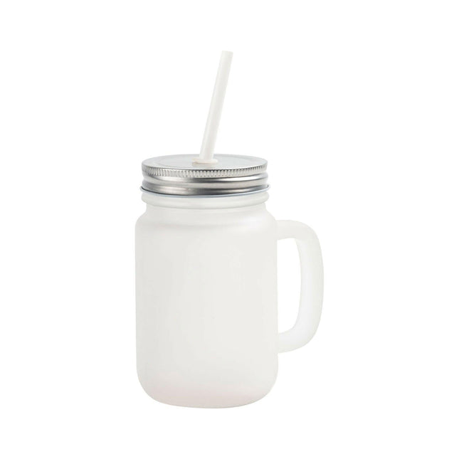 Craft Express 4 Pack 12oz Frosted Mason Jars with Straws – Sublimation-Ready