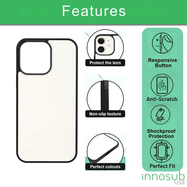 Sublimation Phone Rubber Cases for iPhone 17|16|15|14|13|12|11|Air|Plus|Pro|ProMax - Aluminum Insert