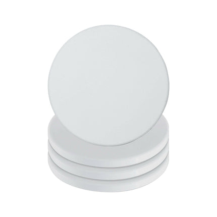 Craft Express 4 Pack 3.5" Round Ceramic Sublimation Coasters – Glossy White with Cork Back