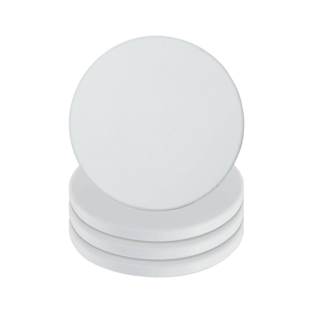 Craft Express 4 Pack 3.5" Round Ceramic Sublimation Coasters – Glossy White with Cork Back