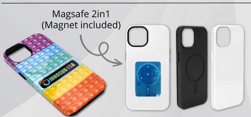 Sublimation Blanks 3D Magnetic Phone Cases for iPhone 12|13|14|15|16: 2-in-1 Tough Case