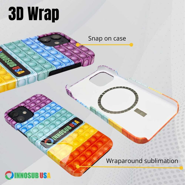 Sublimation Blanks 3D Magnetic Phone Cases for iPhone 12|13|14|15|16: 2-in-1 Tough Case
