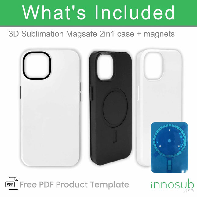 Sublimation Blanks 3D Magnetic Phone Cases for iPhone 12|13|14|15|16: 2-in-1 Tough Case