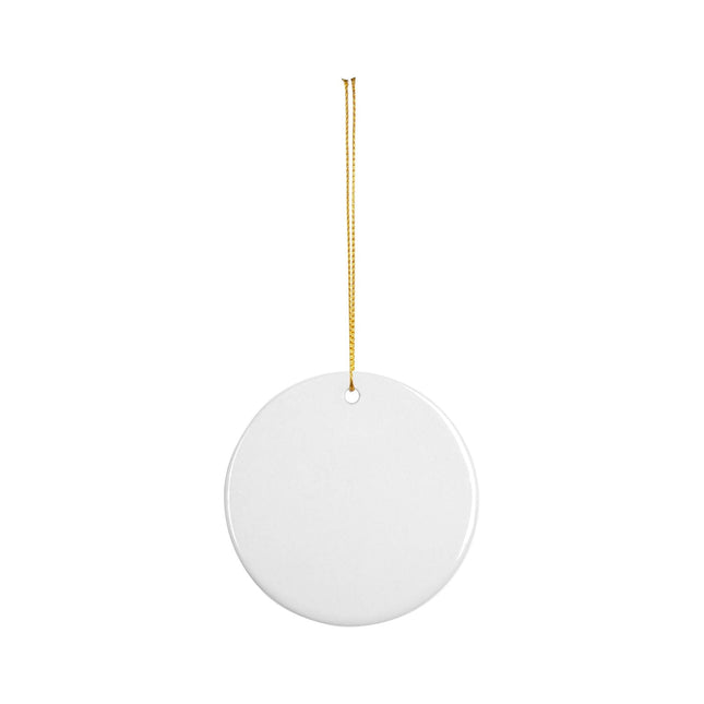 Craft Express 3" Round Double-Sided Sublimation Ceramic Ornaments – Glossy White with Strings