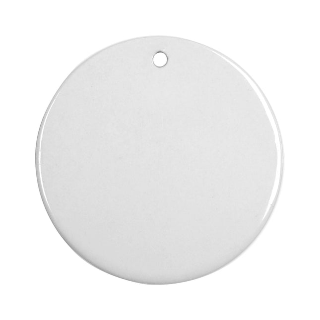 Craft Express 3" Round Double-Sided Sublimation Ceramic Ornaments – Glossy White with Strings