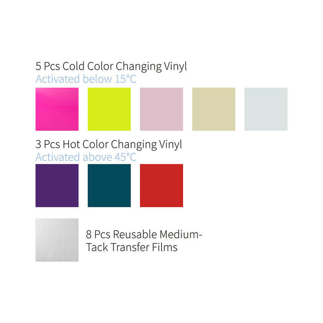 Craft Express 8 Pack Color-Changing Adhesive Vinyl Sheets – Heat & UV Reactive