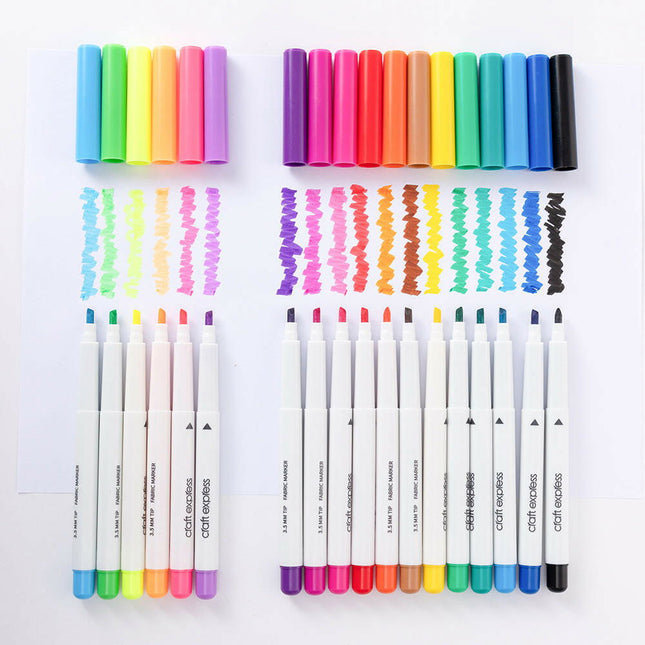Craft Express 18 Pack Joy Fabric Markers – Assorted Colors for DIY Fabric Projects
