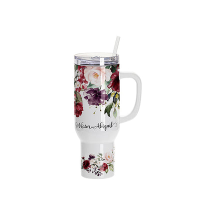 Craft Express 40oz White Travel Tumbler with Lid, Straw & Handle, Sublimation Ready