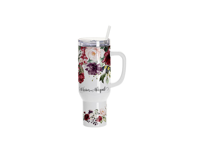 Craft Express 40oz White Travel Tumbler with Lid, Straw & Handle, Sublimation Ready