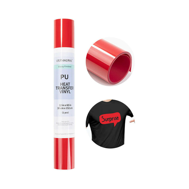 Craft Express 60" Heat Transfer Vinyl Roll – 12" Wide for HTV Crafting