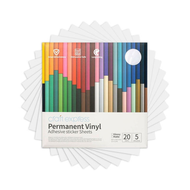 Craft Express 10 Pack 12x12 Inch Permanent Adhesive Vinyl Sheets