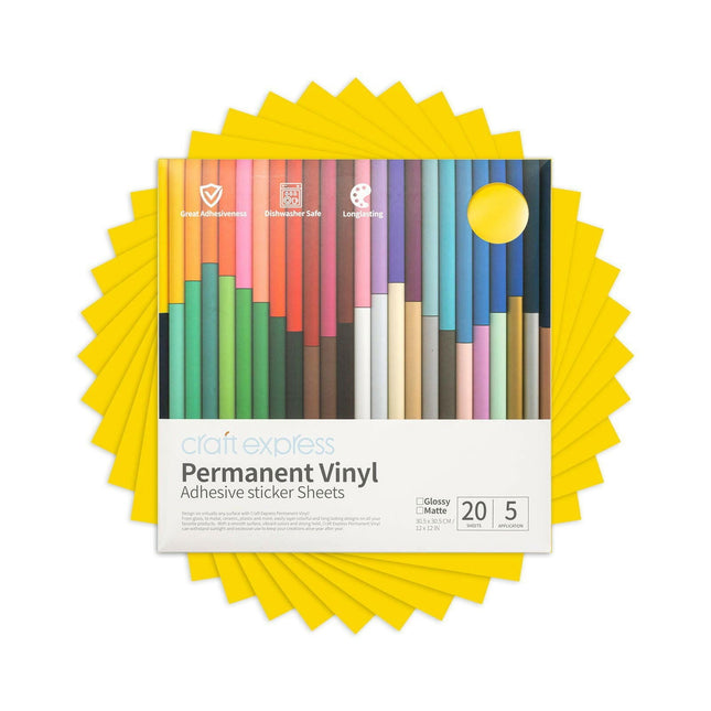 Craft Express 10 Pack 12x12 Inch Permanent Adhesive Vinyl Sheets
