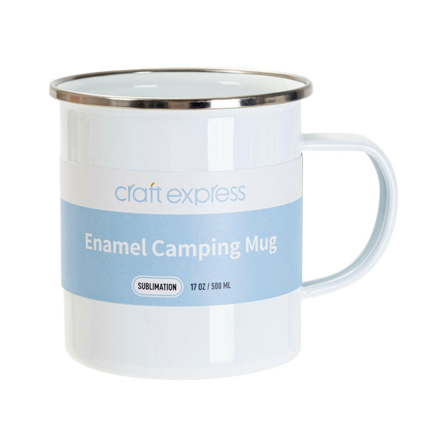 Craft Express White 17oz Camping Mug – Sublimation-Ready Enamel Mug