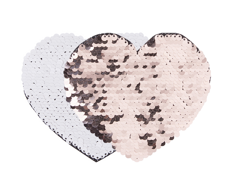 Craft Express 2 Pack Large Heart Sequin Sublimation Patches