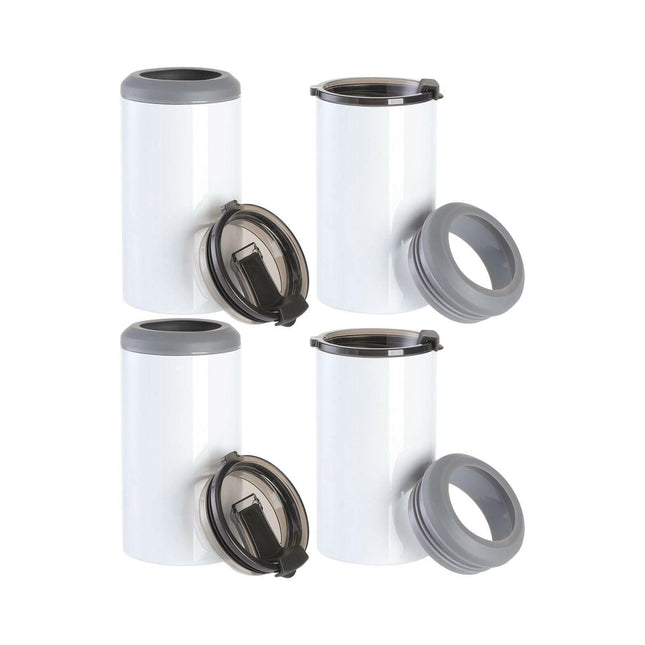 Craft Express 4 Pack 12oz 4-in-1 Stainless Steel Sublimation Can Coolers