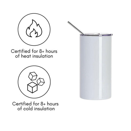 Craft Express 4 Pack 16oz Stainless Steel Skinny Sublimation Tumblers with Lids and Straws