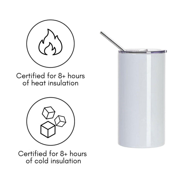 Craft Express 4 Pack 16oz Stainless Steel Skinny Sublimation Tumblers with Lids and Straws