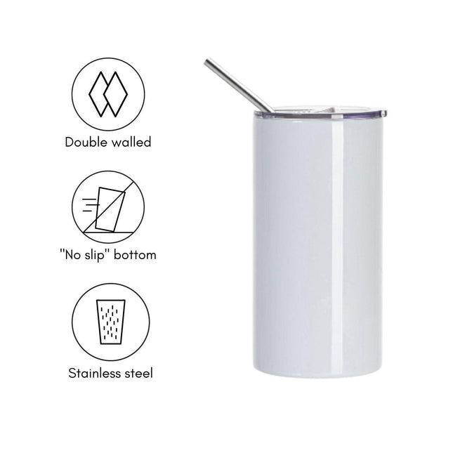 Craft Express 4 Pack 16oz Stainless Steel Skinny Sublimation Tumblers with Lids and Straws