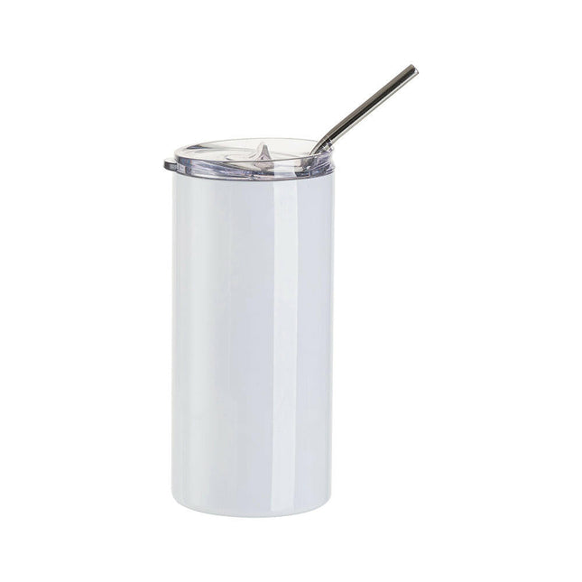 Craft Express 4 Pack 16oz Stainless Steel Skinny Sublimation Tumblers with Lids and Straws