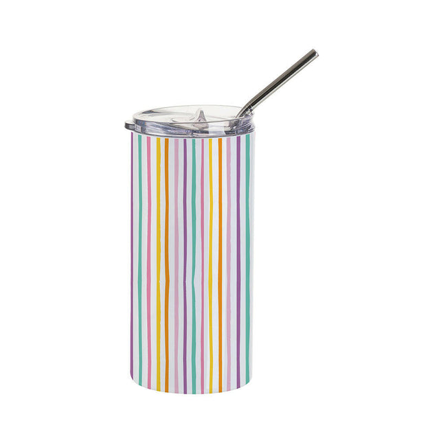 Craft Express 4 Pack 16oz Stainless Steel Skinny Sublimation Tumblers with Lids and Straws