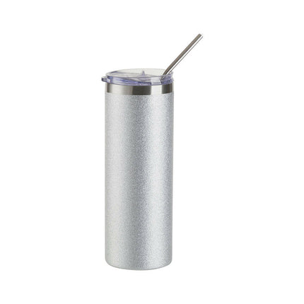 Craft Express 4 Pack 20oz Silver Glitter Stainless Steel Skinny Sublimation Tumblers