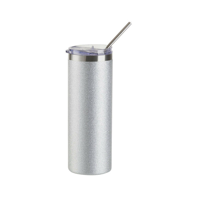 Craft Express 4 Pack 20oz Silver Glitter Stainless Steel Skinny Sublimation Tumblers