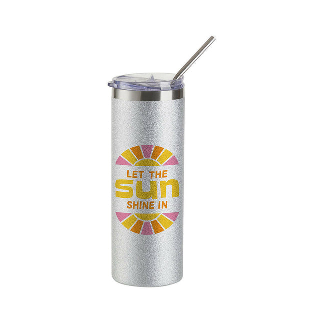 Craft Express 4 Pack 20oz Silver Glitter Stainless Steel Skinny Sublimation Tumblers