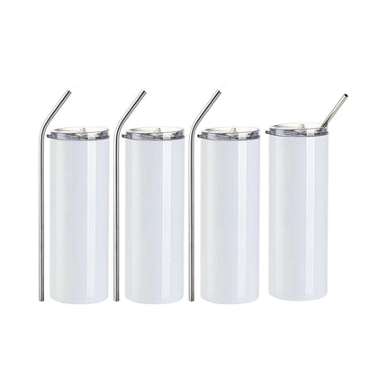 Craft Express 4 Pack 20oz Stainless Steel Skinny Sublimation Tumblers