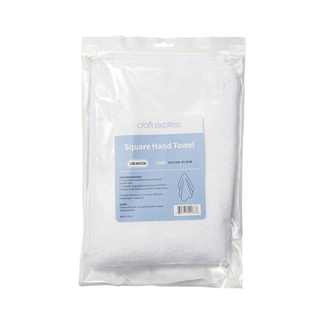 Craft Express 4-Pack White 12" Square Towels – Sublimation Microfiber Blanks