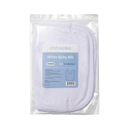 Craft Express 4-Pack Sublimation White Baby Bibs – Soft Blanks for Custom Gifts