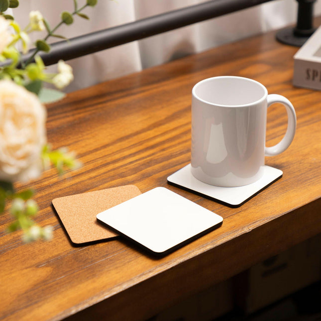 Craft Express 4-Pack White Square Coasters – Sublimation Hardboard Blanks