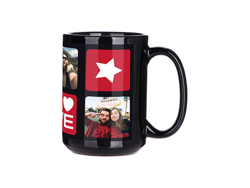 Craft Express 6 Pack 15oz Black Sublimation Mug with White Patch