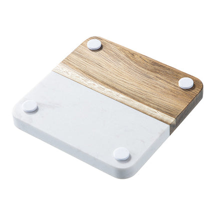 Craft Express 4 Pack Engravable Square Marble and Wood Coasters – 4"x4" Laser-Ready