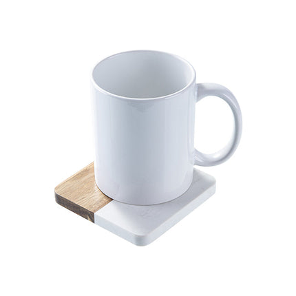 Craft Express 4 Pack Engravable Square Marble and Wood Coasters – 4"x4" Laser-Ready
