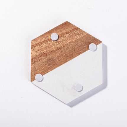 Craft Express 4 Pack Engravable Hexagonal Marble and Wood Coasters – 4" Laser-Ready
